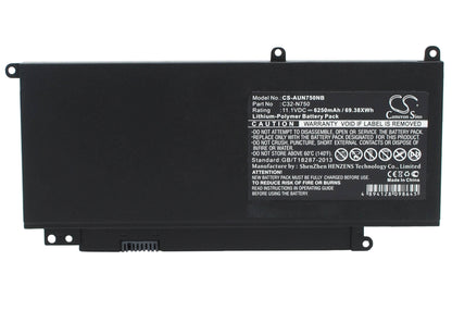 11.1V, 6250mAh, Li-Polymer Battery fits Asus, N750, N750j, 69.375Wh