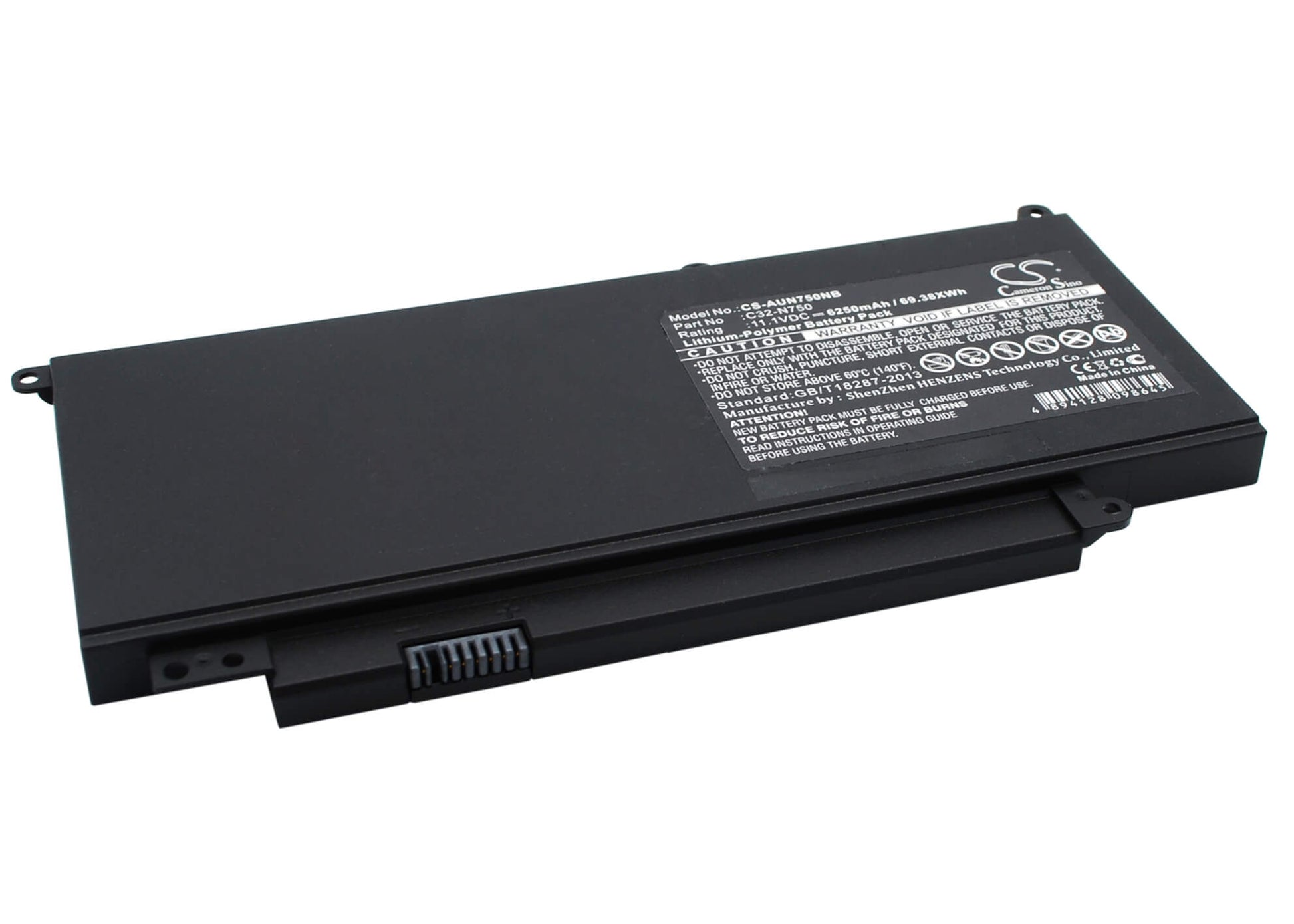 11.1V, 6250mAh, Li-Polymer Battery fits Asus, N750, N750j, 69.375Wh