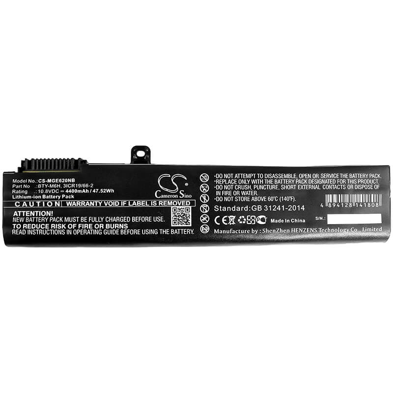 10.8V, 4400mAh, Li-ion Battery fits Msi, Ge62, Ge62 2qc-264xcn, 47.52Wh