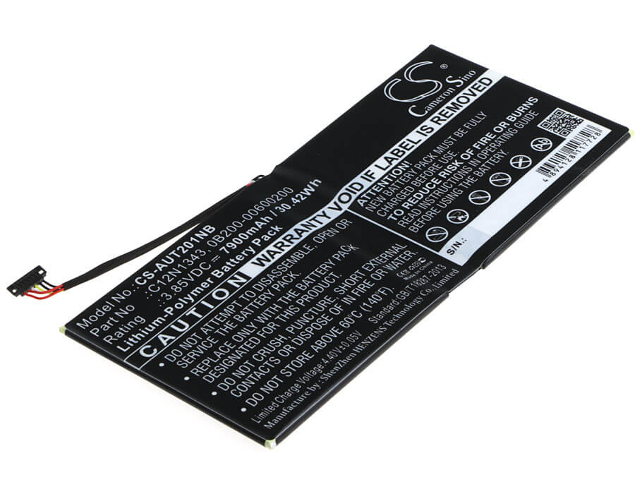 3.85V, 7900mAh, Li-Polymer Battery fits Asus, Transformer Book Tx201laf, Tx201, 30.415Wh