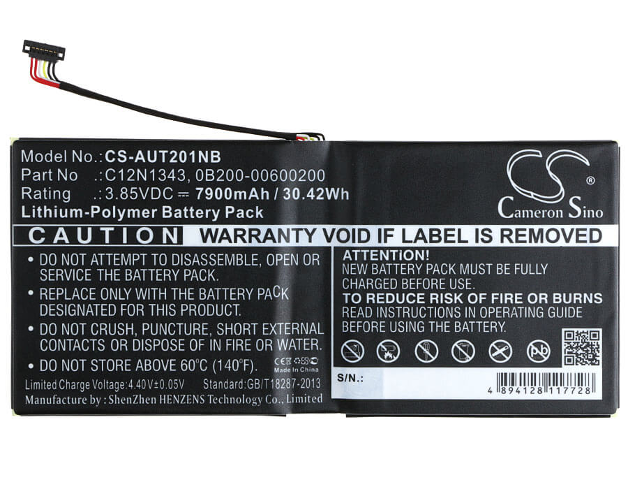 3.85V, 7900mAh, Li-Polymer Battery fits Asus, Transformer Book Tx201laf, Tx201, 30.415Wh