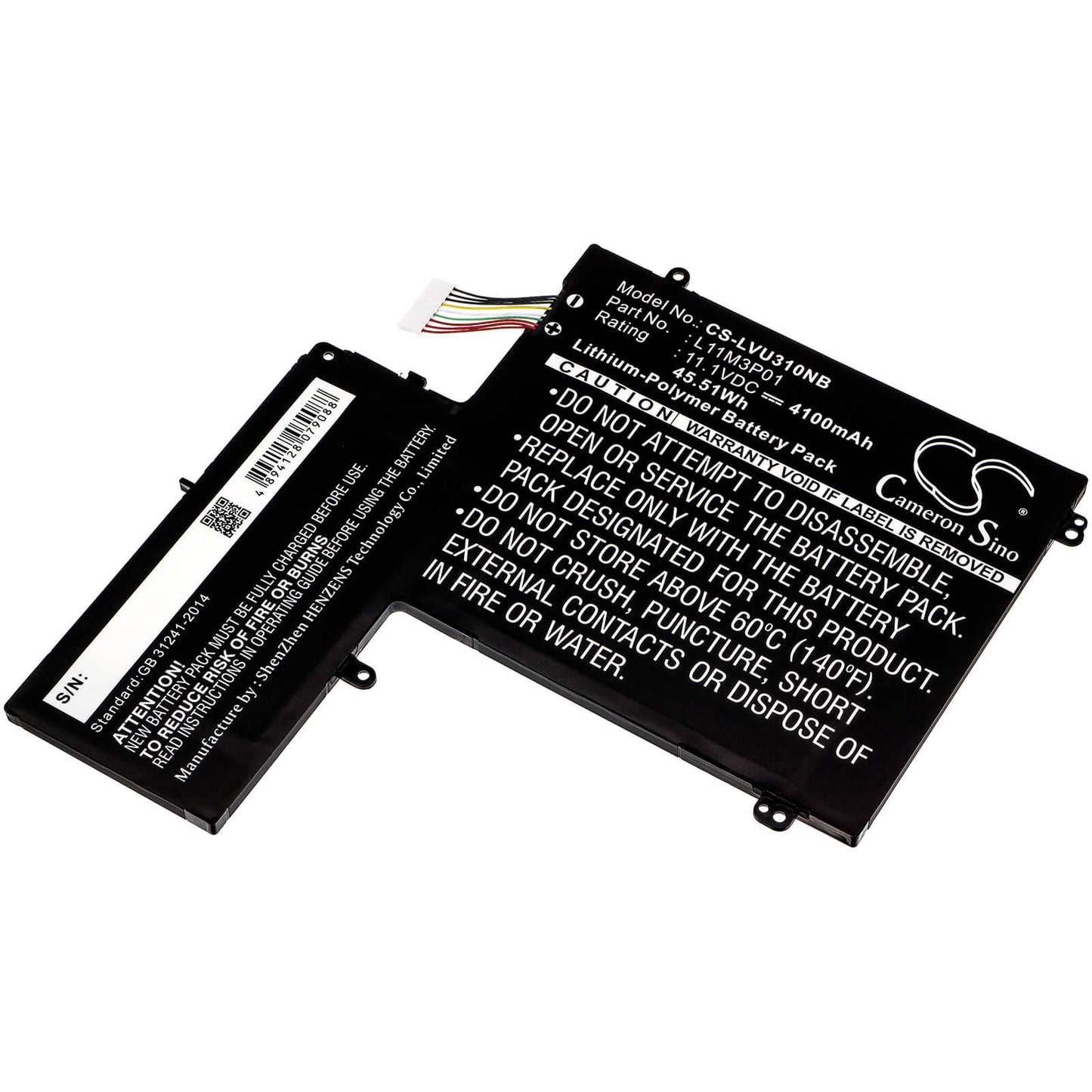 11.1V, 4100mAh, Li-Polymer Battery fits Lenovo, Ideapad U310, Ideapad U310 4375, 45.51Wh