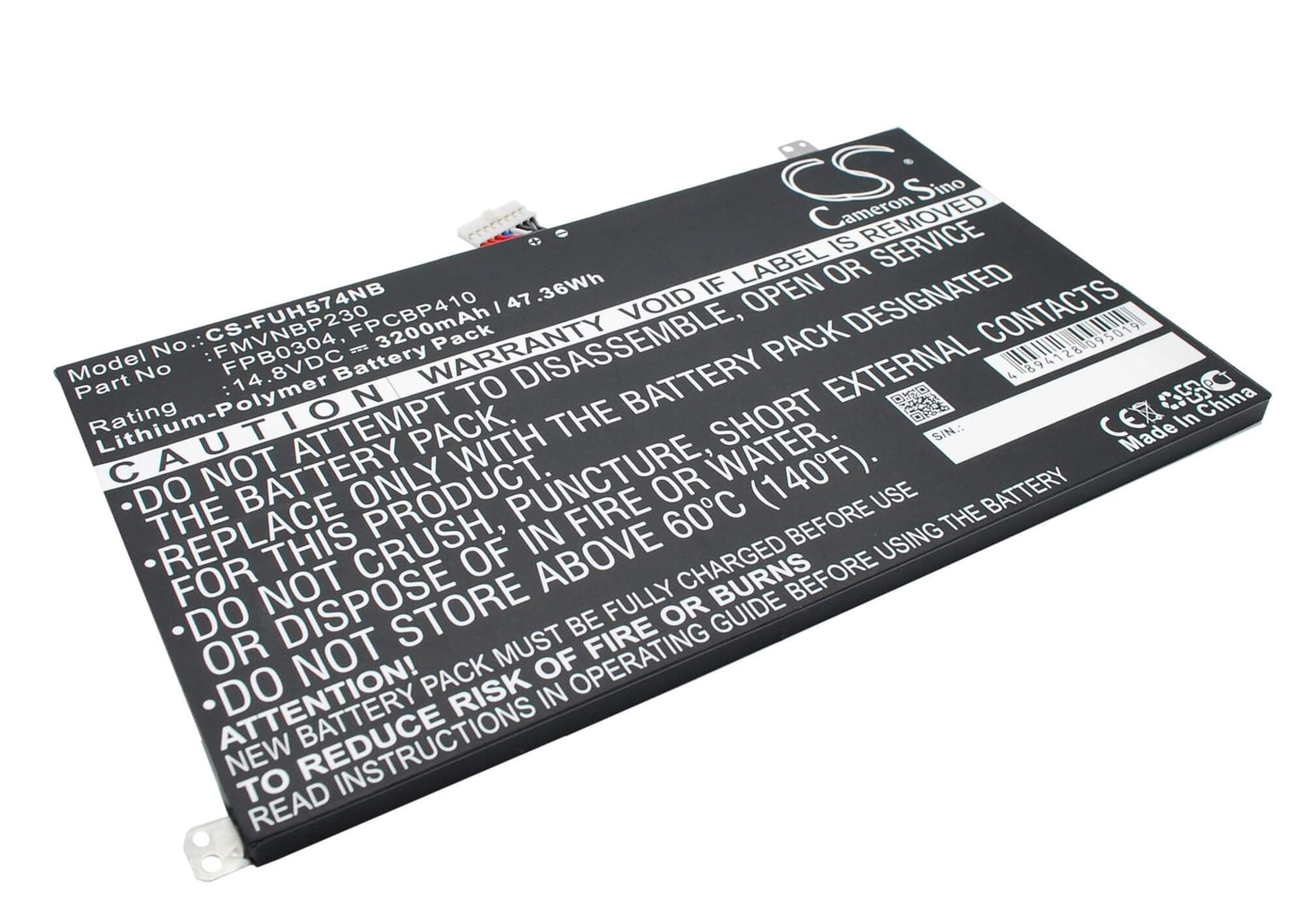 14.8V, 3200mAh, Li-Polymer Battery fits Fujitsu, Lifebook Uh574, 47.36Wh