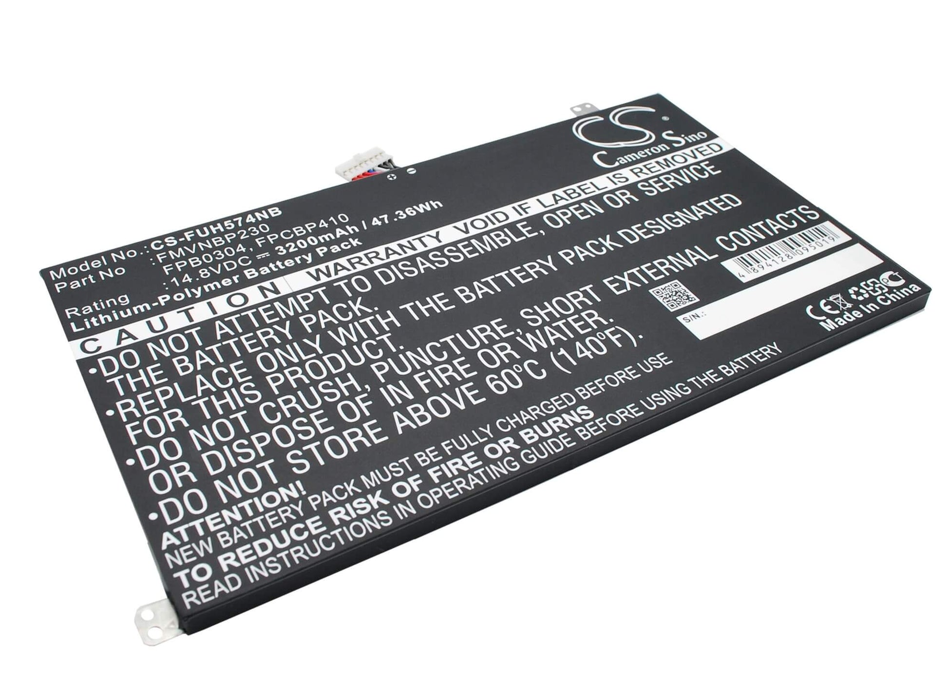 14.8V, 3200mAh, Li-Polymer Battery fits Fujitsu, Lifebook Uh574, 47.36Wh