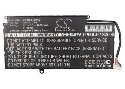 11.1V, 4600mAh, Li-Polymer Battery fits Dell, Ins14zd-3526, Inspiron 14 5439, 51.06Wh