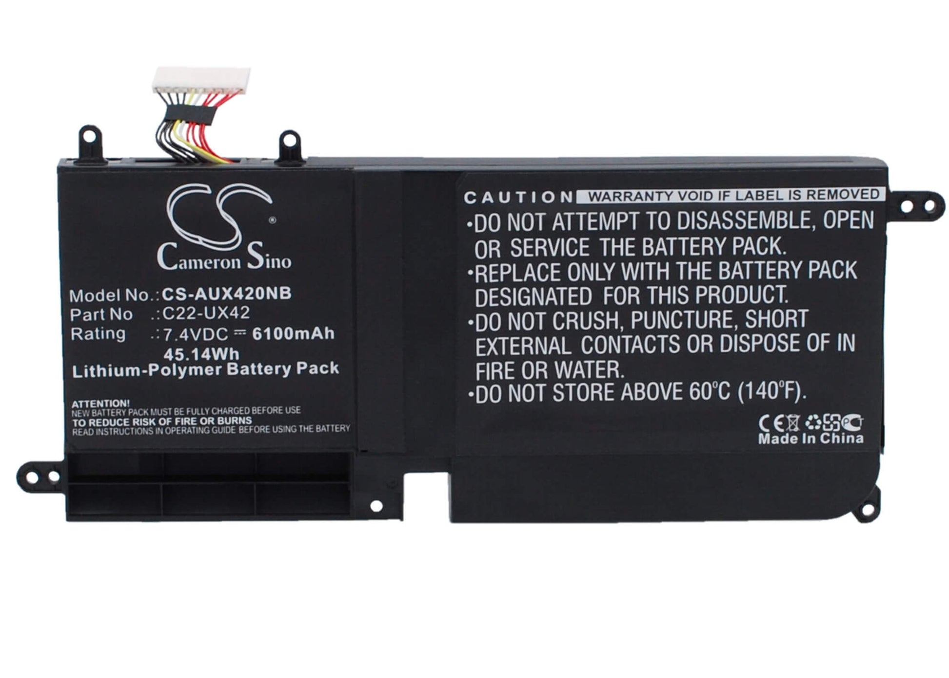 7.4V, 6100mAh, Li-Polymer Battery fits Asus, Ux42e3317vs-sl, Ux42e3517vs, 45.14Wh