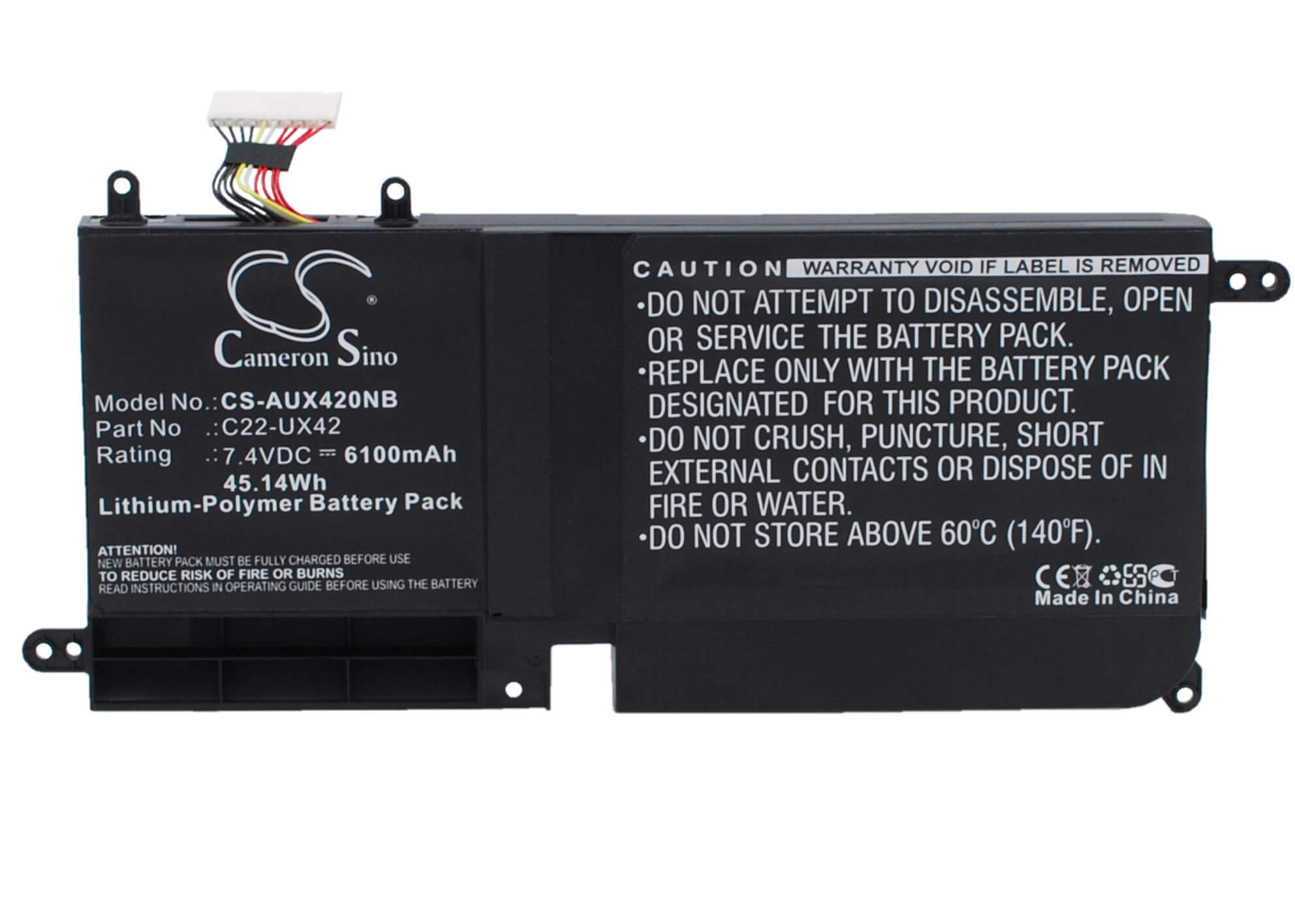 7.4V, 6100mAh, Li-Polymer Battery fits Asus, Ux42e3317vs-sl, Ux42e3517vs, 45.14Wh