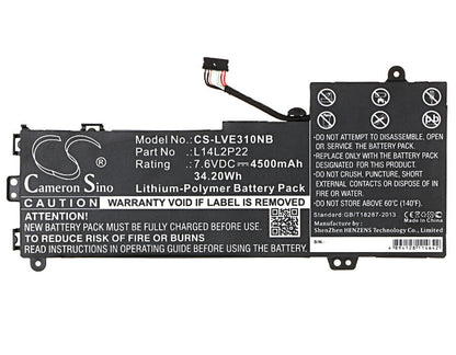 7.6V, 4500mAh, Li-Polymer Battery fits Lenovo, E31, E31-70, 34.2Wh