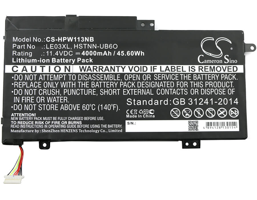 11.4V, 4000mAh, Li-ion Battery fits Hp, Envy X360 15t-w100, Envy X360 15-w000na, 45.6Wh