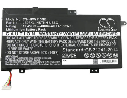 11.4V, 4000mAh, Li-ion Battery fits Hp, Envy X360 15t-w100, Envy X360 15-w000na, 45.6Wh