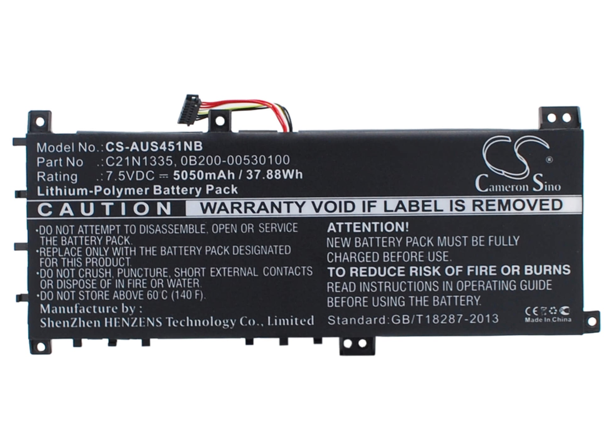 7.5V, 5050mAh, Li-Polymer Battery fits Asus, K451l, K451ln, 37.875Wh