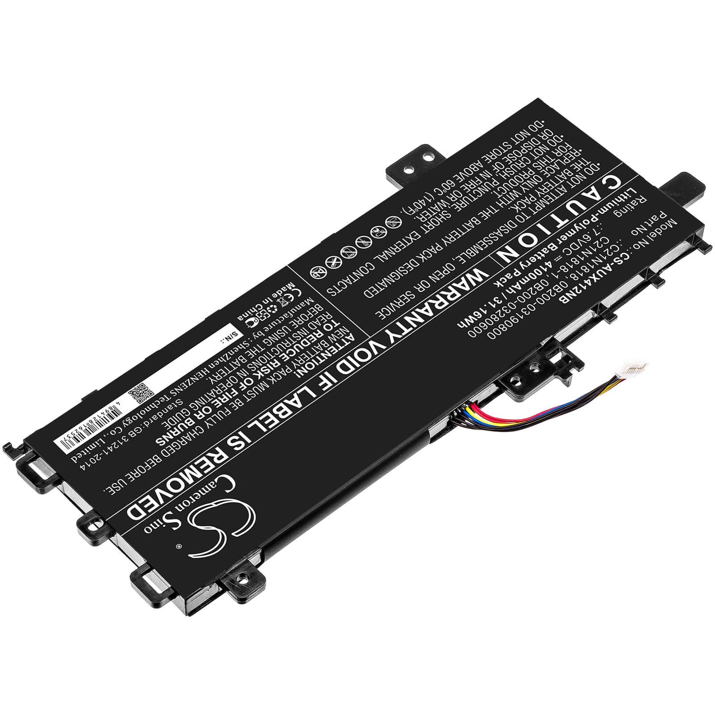 7.6V, 4100mAh, Li-Polymer Battery fits Asus, A412fa, A412ua, 31.16Wh