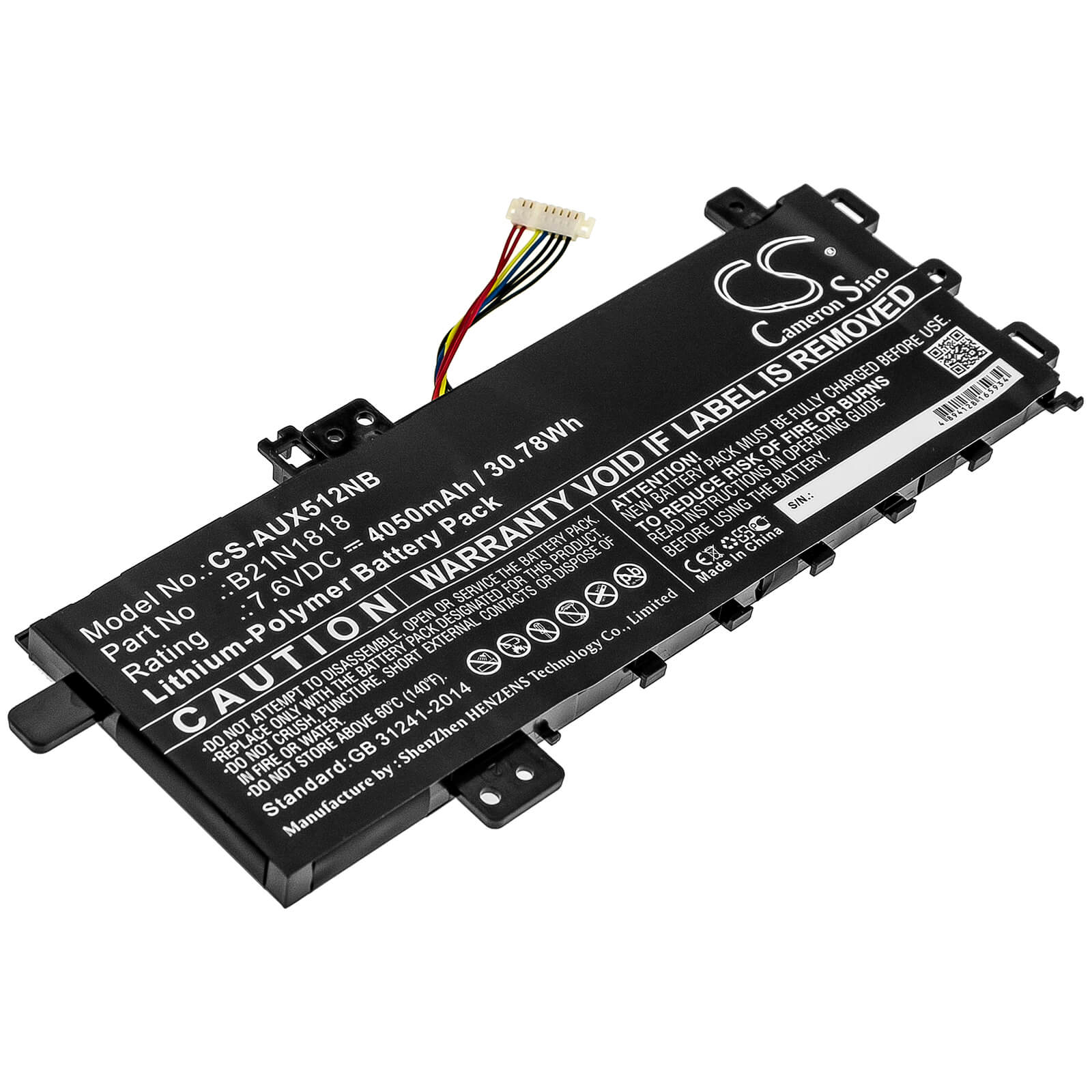 7.6V, 4050mAh, Li-Polymer Battery fits Asus, Asus X712fa-gc102t, R564dk, 30.78Wh