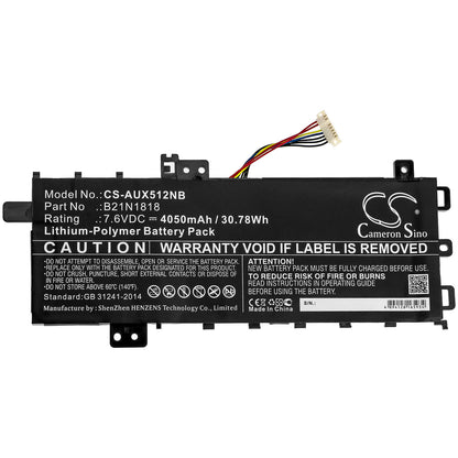 7.6V, 4050mAh, Li-Polymer Battery fits Asus, Asus X712fa-gc102t, R564dk, 30.78Wh