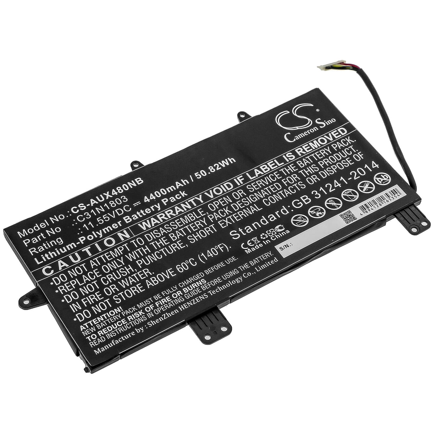 11.55V, 4400mAh, Li-Polymer Battery fits Asus, Ux480fd Ux450fd, Zenbook Pro 14 Ux480, 50.82Wh