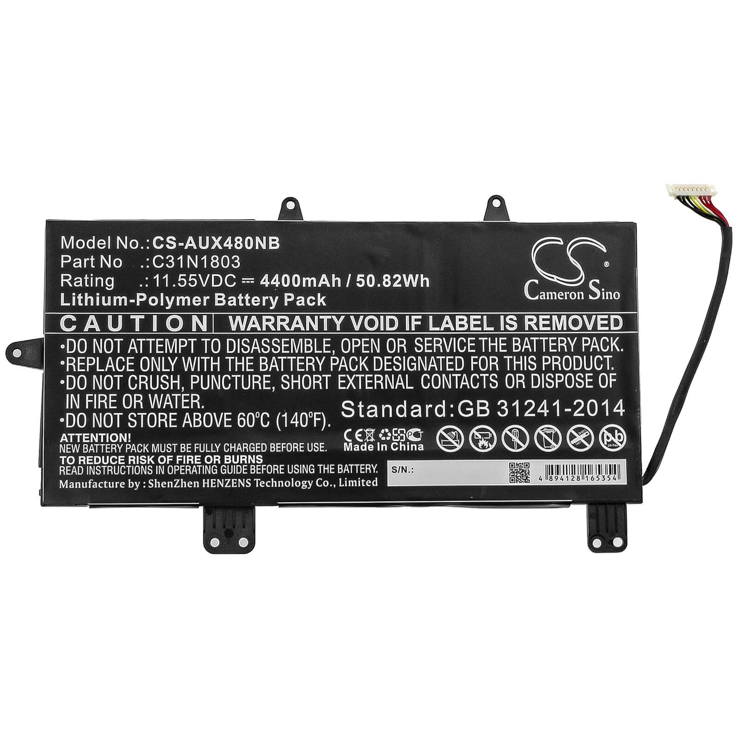 11.55V, 4400mAh, Li-Polymer Battery fits Asus, Ux480fd Ux450fd, Zenbook Pro 14 Ux480, 50.82Wh