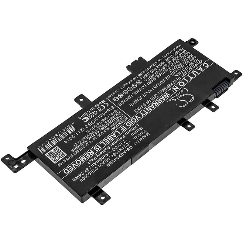 7.6V, 4900mAh, Li-Polymer Battery fits Asus, A580b, A580uba7100, 37.24Wh