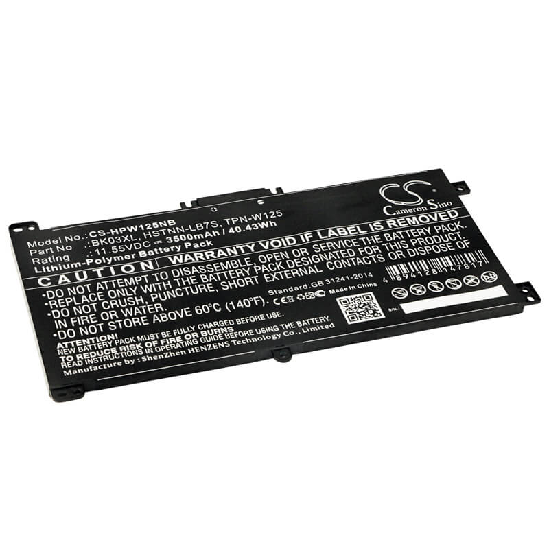 11.55V, 3500mAh, Li-Polymer Battery fits Hp, Pavilion X360 14-ba000, Pavilion X360 14-ba000nf, 40.425Wh