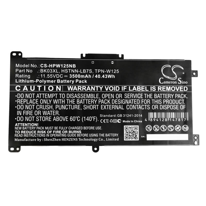 11.55V, 3500mAh, Li-Polymer Battery fits Hp, Pavilion X360 14-ba000, Pavilion X360 14-ba000nf, 40.425Wh