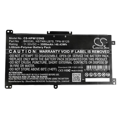 11.55V, 3500mAh, Li-Polymer Battery fits Hp, Pavilion X360 14-ba000, Pavilion X360 14-ba000nf, 40.425Wh