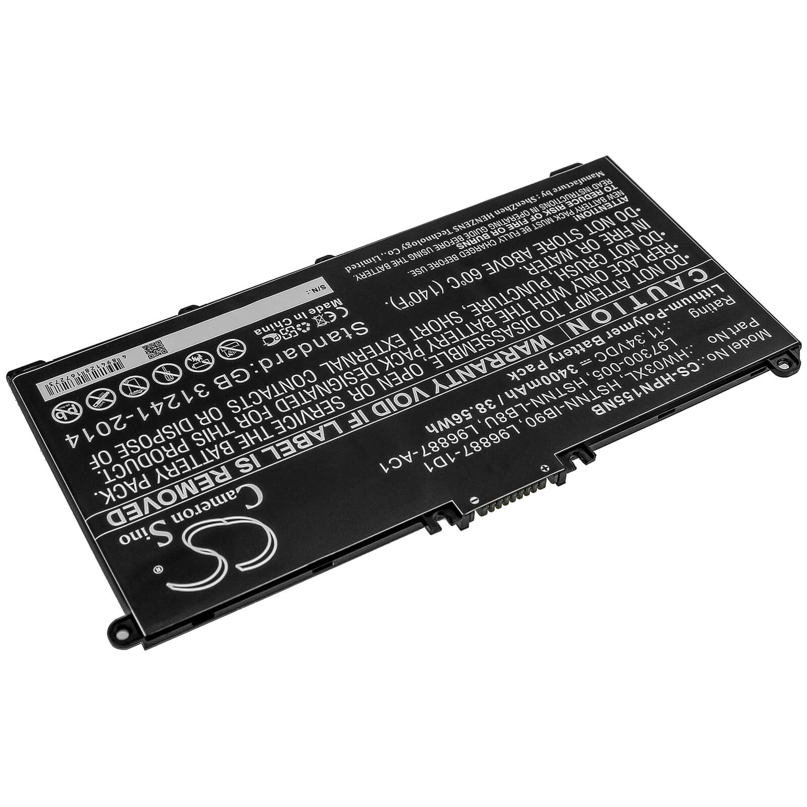 11.34V, 3400mAh, Li-Polymer Battery fits Hp, Pavilion 15 15-eg0000, Pavilion 15 Eg0073cl, 38.556Wh
