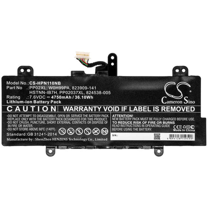 7.6V, 4750mAh, Li-ion Battery fits Hp, Pavilion 11-s001tu, Pavilion 11-s002tu, 36.1Wh