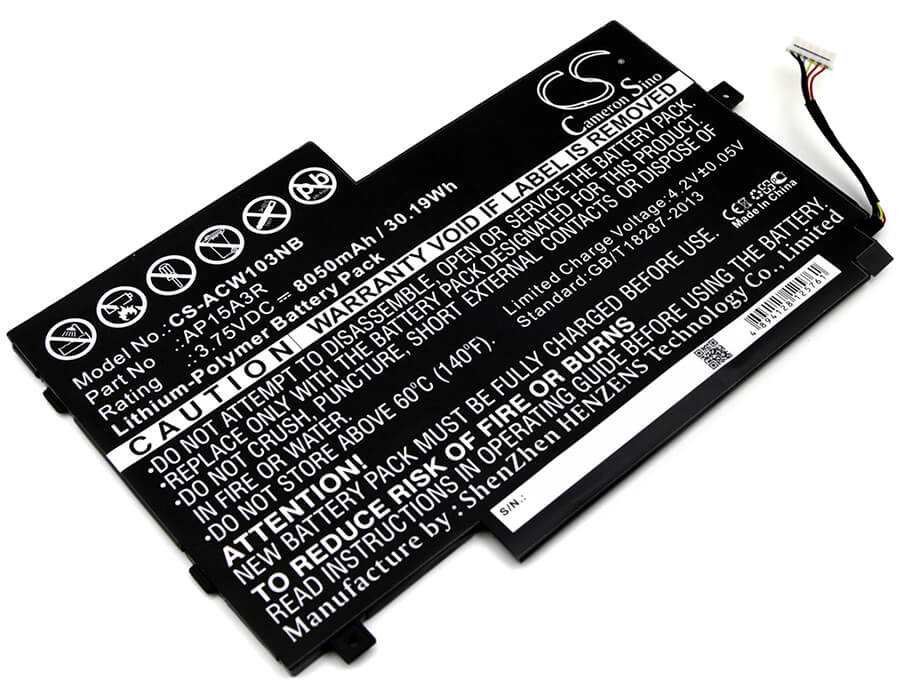3.75V, 8050mAh, Li-Polymer Battery fits Acer, Aspire Switch 10e, Sw3-013, 30.1875Wh