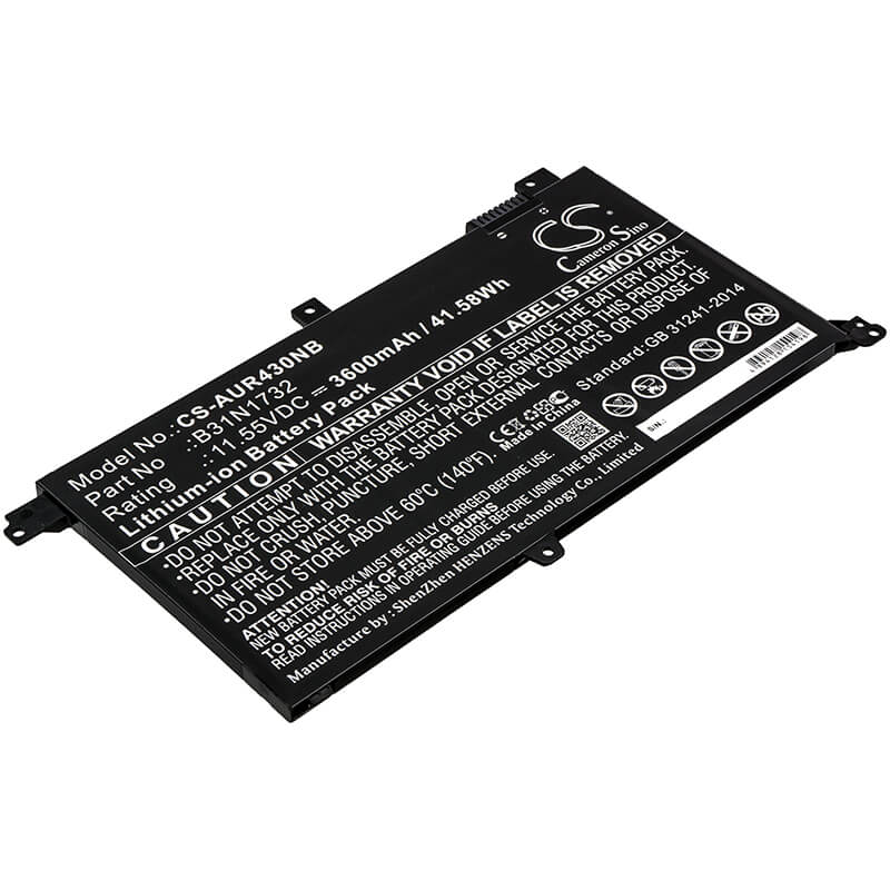 11.55V, 3600mAh, Li-ion Battery fits Asus, K430fa, K430fn, 41.58Wh