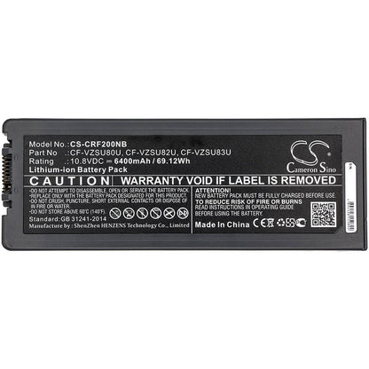 10.8V, 6400mAh, Li-ion Battery fits Panasonic, Toughbook Cf-c2, Toughbook Cf-c2 Mk1, 69.12Wh