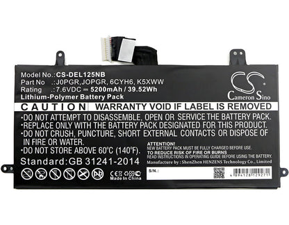 7.6V, 5200mAh, Li-Polymer Battery fits Dell, Latitude 12 5285 2-in-1, Latitude 5290, 39.52Wh
