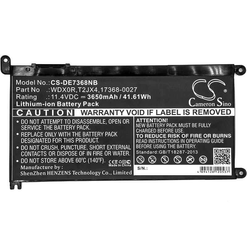 11.4V, 3650mAh, Li-ion Battery fits Dell, 14(i5-7200u/4g/128g 500g), 7000 14 (i5-7200u/4gb/128gb 50, 41.61Wh