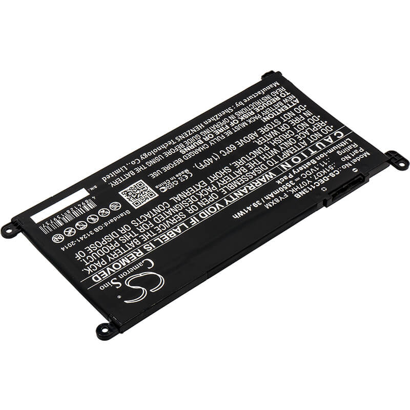 11.1V, 3550mAh, Li-ion Battery fits Dell, Chromebook 11 3100, Chromebook 11 3180, 39.405Wh