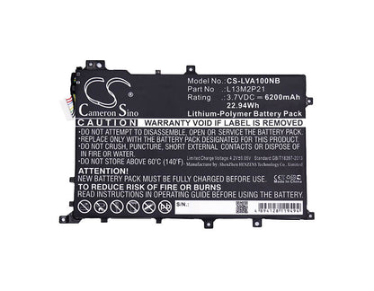 3.7V, 6200mAh, Li-Polymer Battery fits Lenovo, Ideapad A10, Ideapad A10-70, 22.94Wh