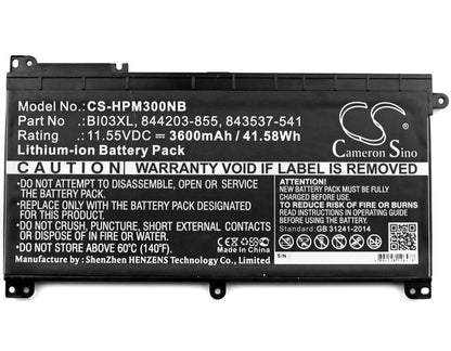 11.55V, 3600mAh, Li-ion Battery fits Hp, Pavilion 13-u013na, Pavilion M3-u, 41.58Wh