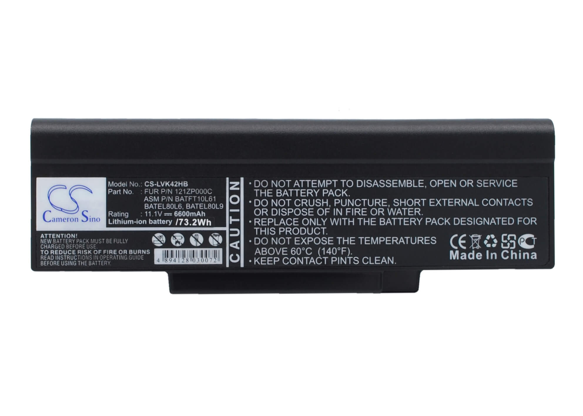 11.1V, 4400mAh, Li-ion Battery fits Lenovo, E41, E42, 48.84Wh