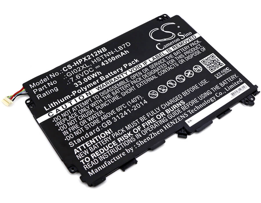 7.6V, 4350mAh, Li-Polymer Battery fits Hp, Pavilion X2 - 12-b096ms, Pavilion X2 12, 33.06Wh