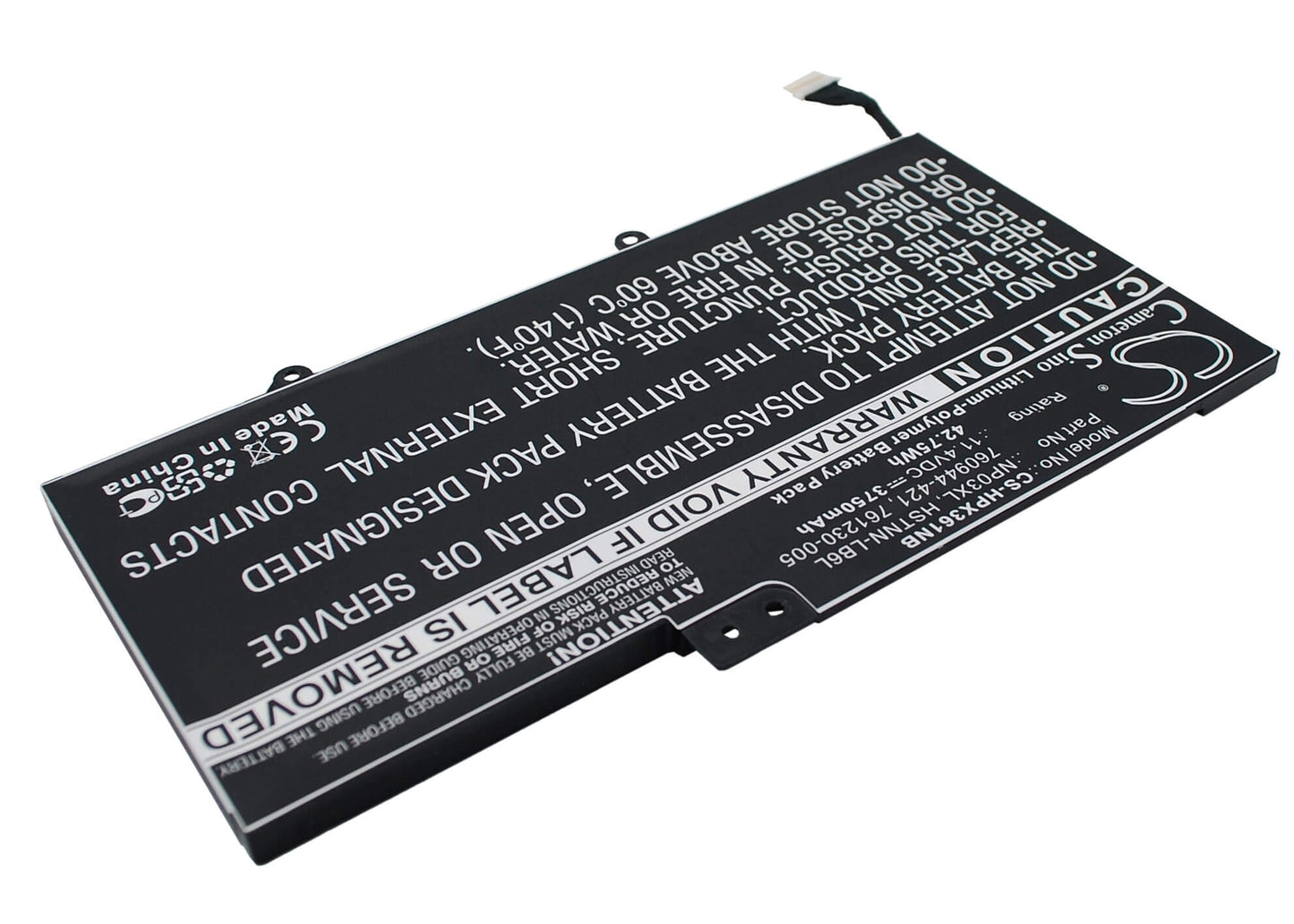 11.4V, 3750mAh, Li-Polymer Battery fits Hp, 15-u011dx, Envy 15-u001xx, 42.75Wh