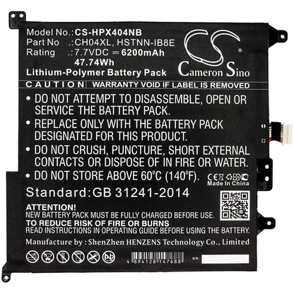 7.7V, 6200mAh, Li-Polymer Battery fits Hp, Chromebook X2, Chromebook X2 12-f000, 47.74Wh