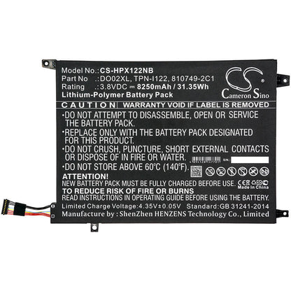 3.8V, 8250mAh, Li-Polymer Battery fits Hp, K2n76pa, K2n77pa, 31.35Wh