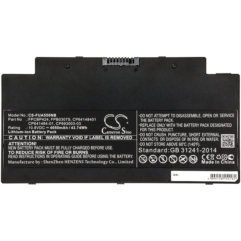 10.8V, 4050mAh, Li-ion Battery fits Fujitsu, Lifebook A3510, Lifebook A556, 43.74Wh