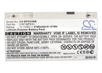 11.1V, 3700mAh, Li-Polymer Battery fits Sony, Svt-14, Svt-14 Touchscreen Ultrabooks, 41.07Wh