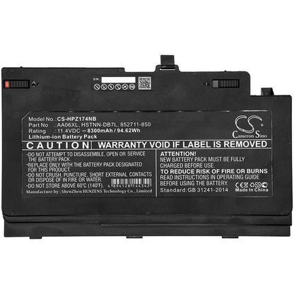 11.4V, 8300mAh, Li-ion Battery fits Hp, Zb00k 17 G4-1rr26es, Zbook 17 G3 Mobile Workstation, 94.62Wh