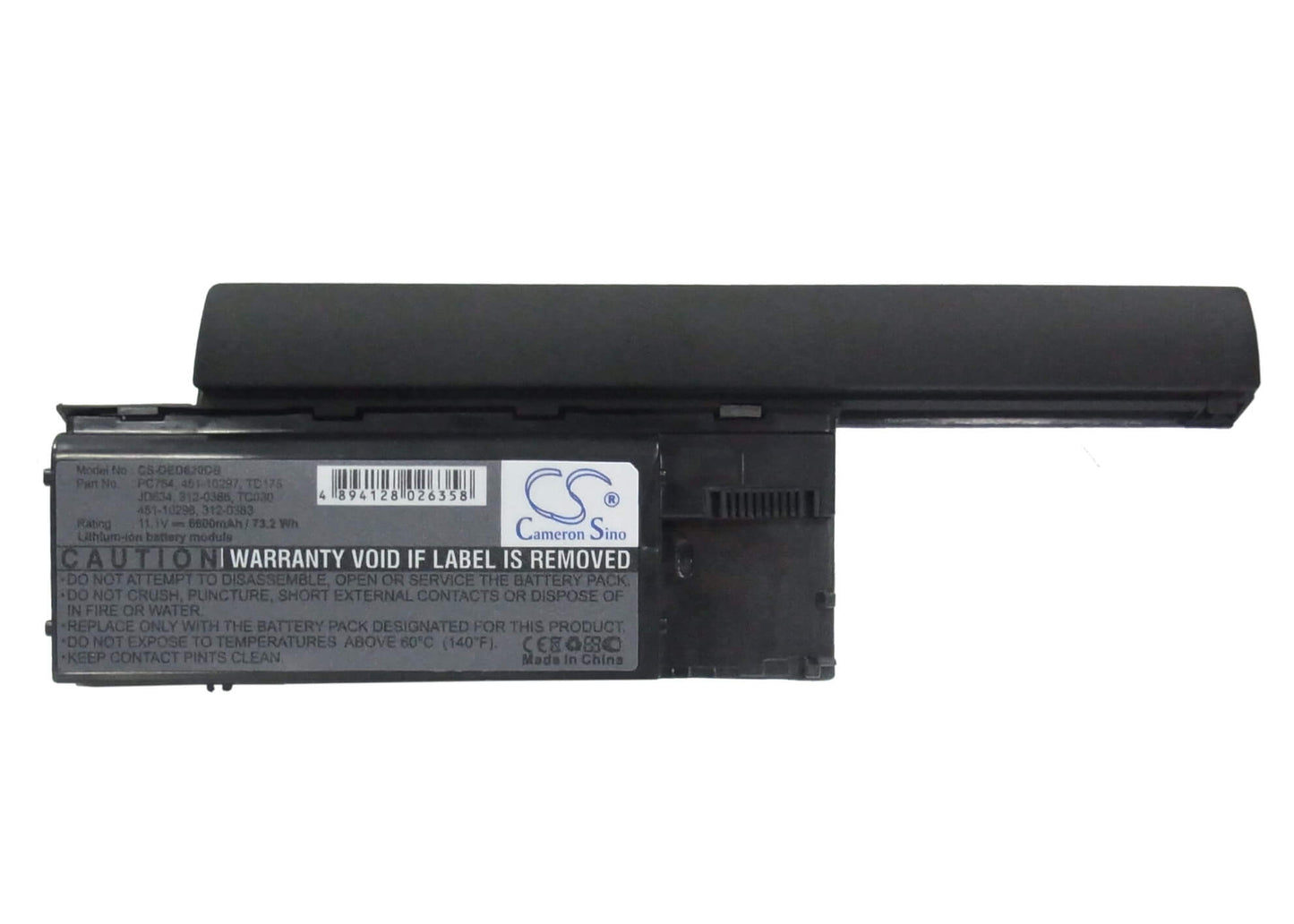 11.1V, 6600mAh, Li-ion Battery fits Dell, Latitude D620, 73.26Wh