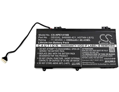 11.55V, 3500mAh, Li-ion Battery fits Hp, Pavilion 14-al000, Pavilion 14-al000ne, 40.425Wh