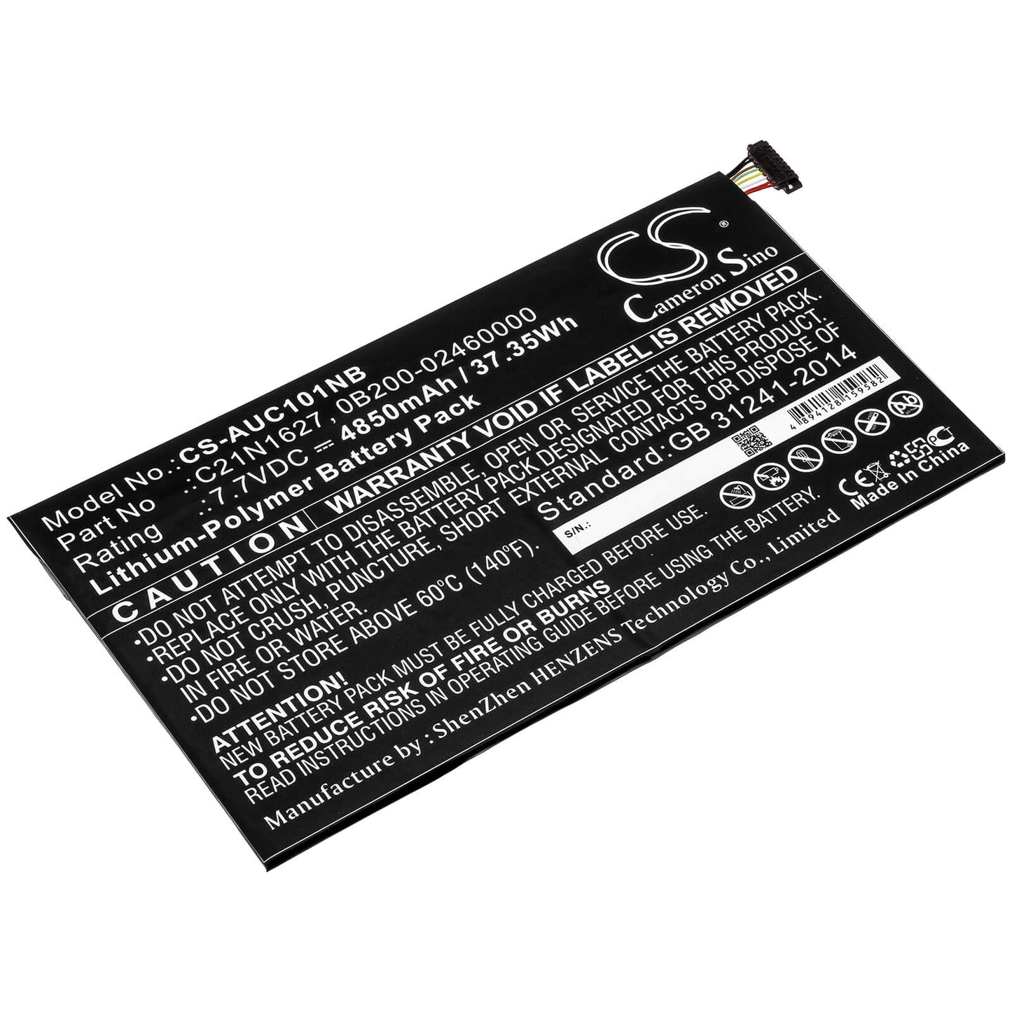 7.7V, 4850mAh, Li-Polymer Battery fits Asus, C101pa, Chromebook Flip C101pa, 37.345Wh