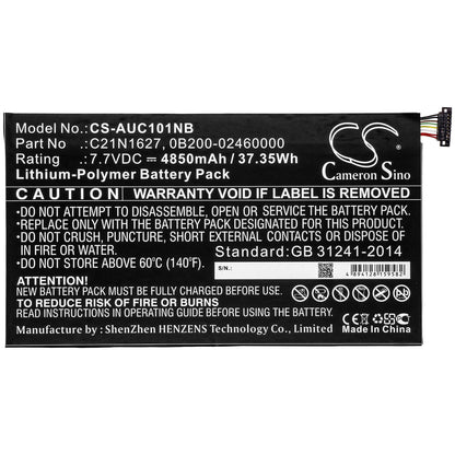 7.7V, 4850mAh, Li-Polymer Battery fits Asus, C101pa, Chromebook Flip C101pa, 37.345Wh