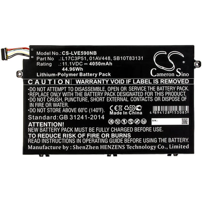 11.1V, 4050mAh, Li-Polymer Battery fits Lenovo, Thinkpad E14, Thinkpad E15, 44.955Wh