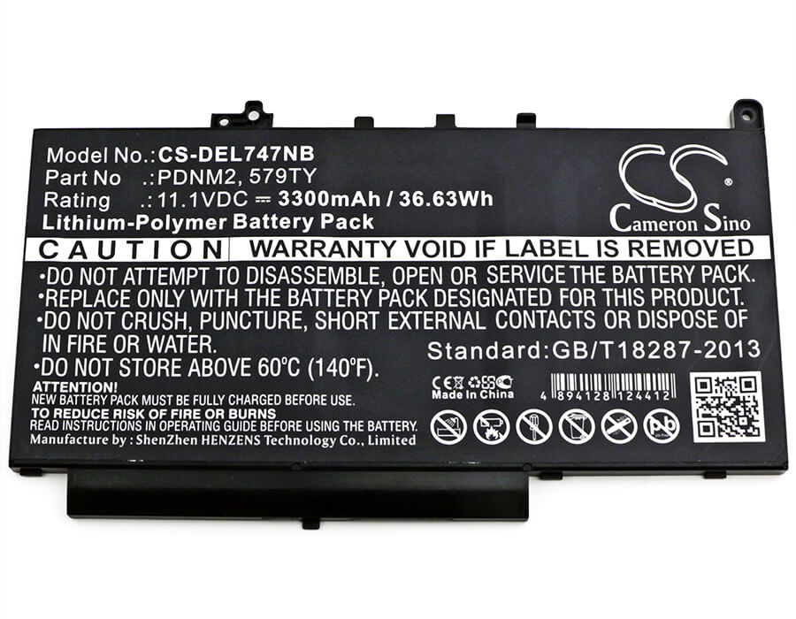 11.1V, 3300mAh, Li-Polymer Battery fits Dell, Latitude 12 E7270, Latitude 12 E7470, 36.63Wh