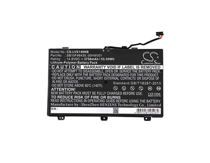 14.8V, 3750mAh, Li-Polymer Battery fits Lenovo, Thinkpad S3 Yoga, Thinkpad Yoga 14, 55.5Wh