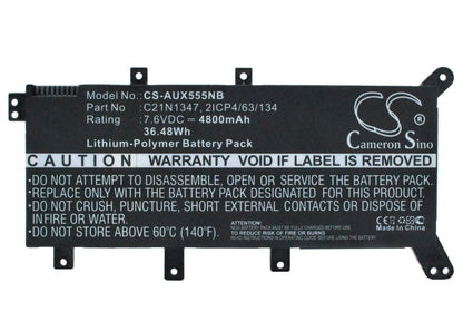 7.6V, 4800mAh, Li-Polymer Battery fits Asus, A555, A555l, 36.48Wh